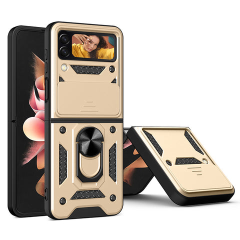 For Galaxy Z Flip 4 Case with Magnetic Ring Holder Camera Hybrid Cover TWL126
