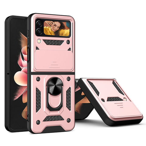 For Galaxy Z Flip 4 Case with Magnetic Ring Holder Camera Hybrid Cover TWL126