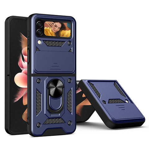 For Galaxy Z Flip 4 Case with Magnetic Ring Holder Camera Hybrid Cover TWL126
