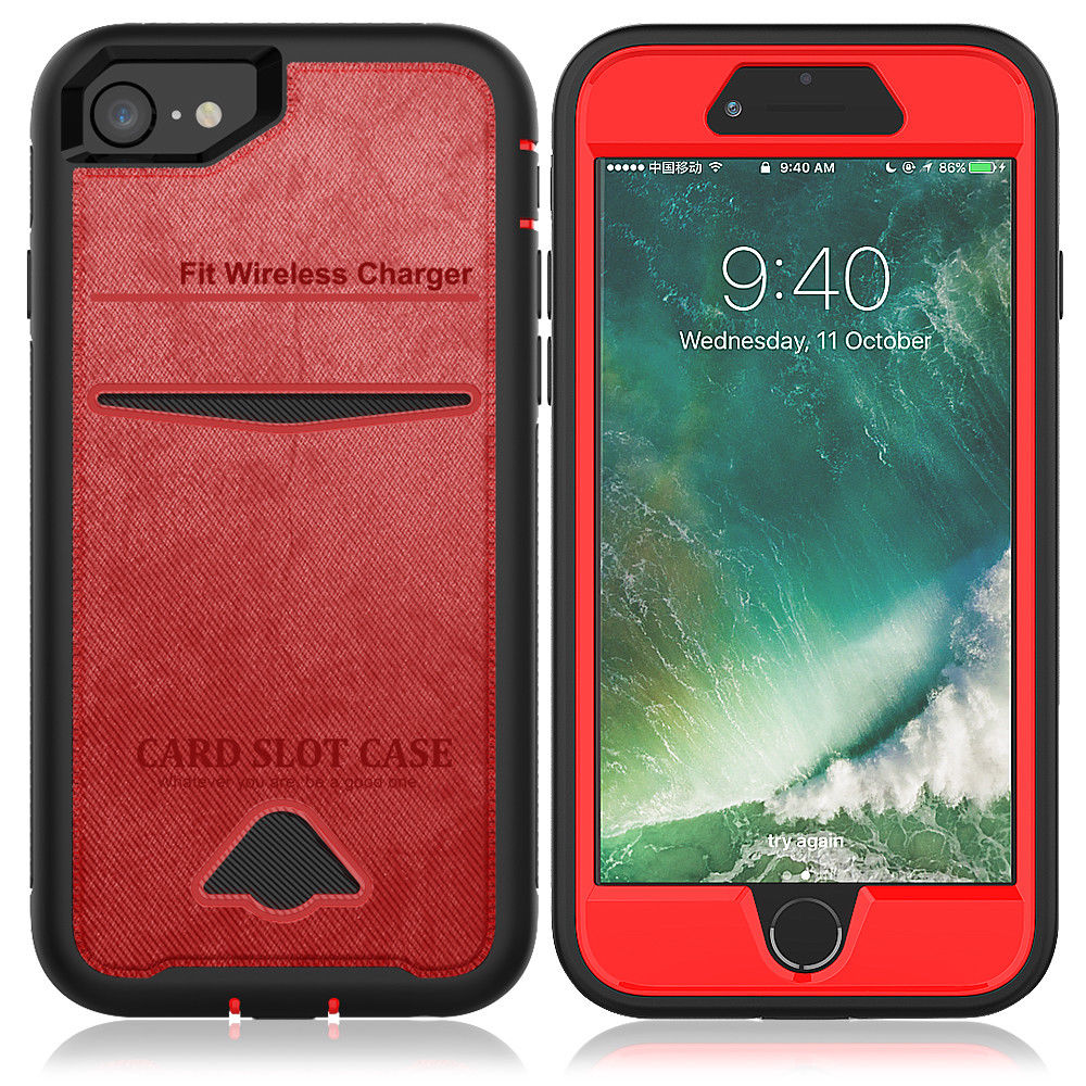 For iPhone 6 7 8 Case with Card Slot Fit Wireless Charging Cover TWL76