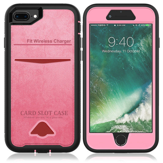 For iPhone 6 7 8 Plus Case with Card Slot Fit Wireless Charging Cover TWL76