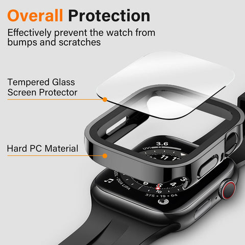 40mm Shockproof Cover Case with Tempered Glass Screen Protector For Apple Watch Series