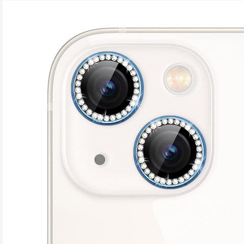 For iPhone 15 Plus Bling Rhinestones Camera Lens Tempered Glass Screen Protector