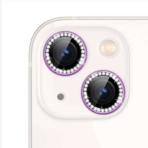 For iPhone 15 Plus Bling Rhinestones Camera Lens Tempered Glass Screen Protector