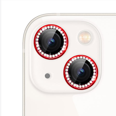 For iPhone 15 Plus Bling Rhinestones Camera Lens Tempered Glass Screen Protector