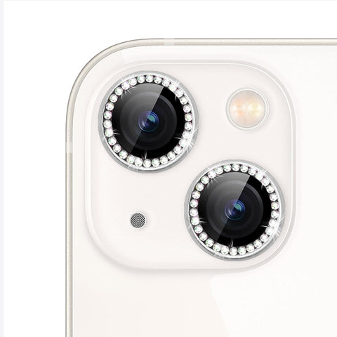 For iPhone 15 Plus Bling Rhinestones Camera Lens Tempered Glass Screen Protector