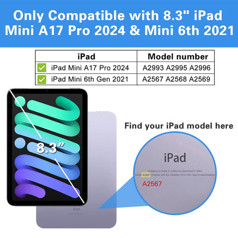 For iPad Mini 6 Mini A17 Pro Case 8.3 inch 360 Degrees Rotating PU Leather Cover 360